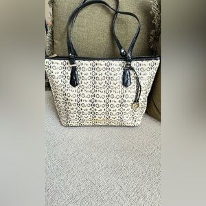 Brahmin Black and Cream Tote Bag